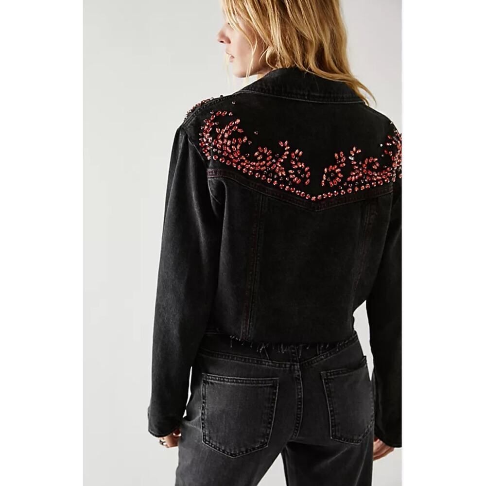 Free Peoplr Ruby Rebel Denim Jacket Black Size M